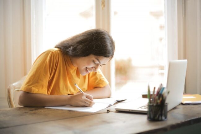 Female student studying