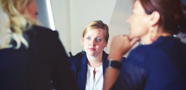 Woman at a job interview