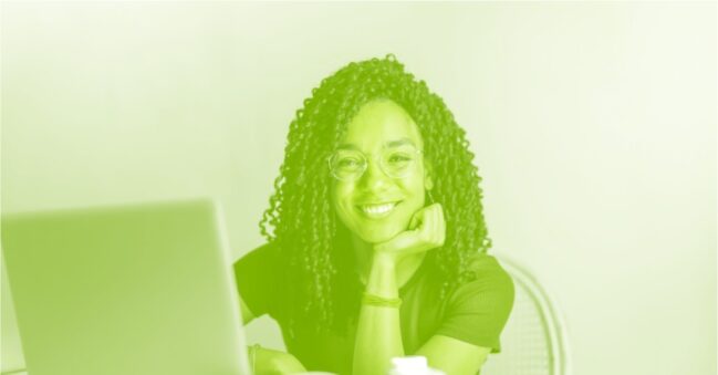 Woman working on laptop