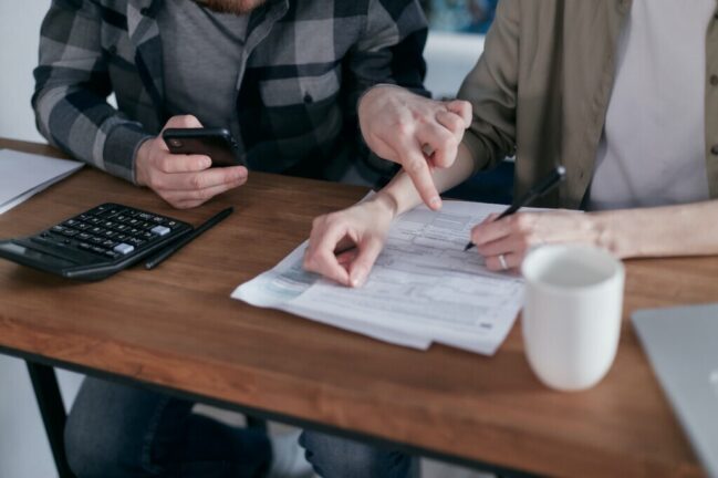 Couple sorting through their finances