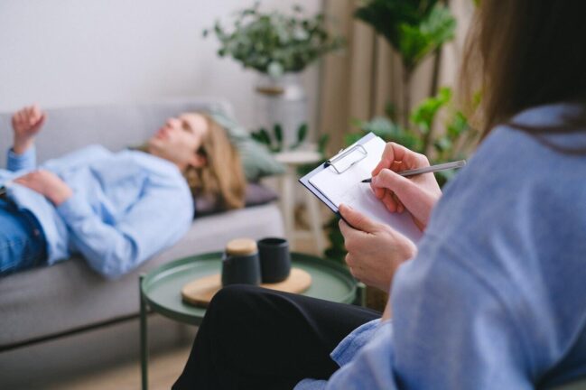 Woman attending therapy