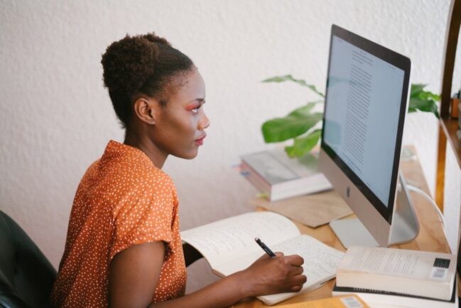 Woman studying to become a counsellor