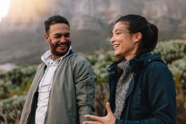 Couple walking in nature